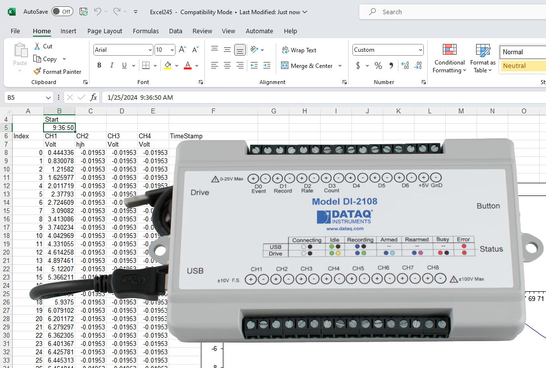 DI-2108XL Excel Data Acquisition System