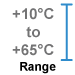 This data logger measures 10°C to 65°C (15°F to 150°F) and 0 to 99% RH (non-condensing)